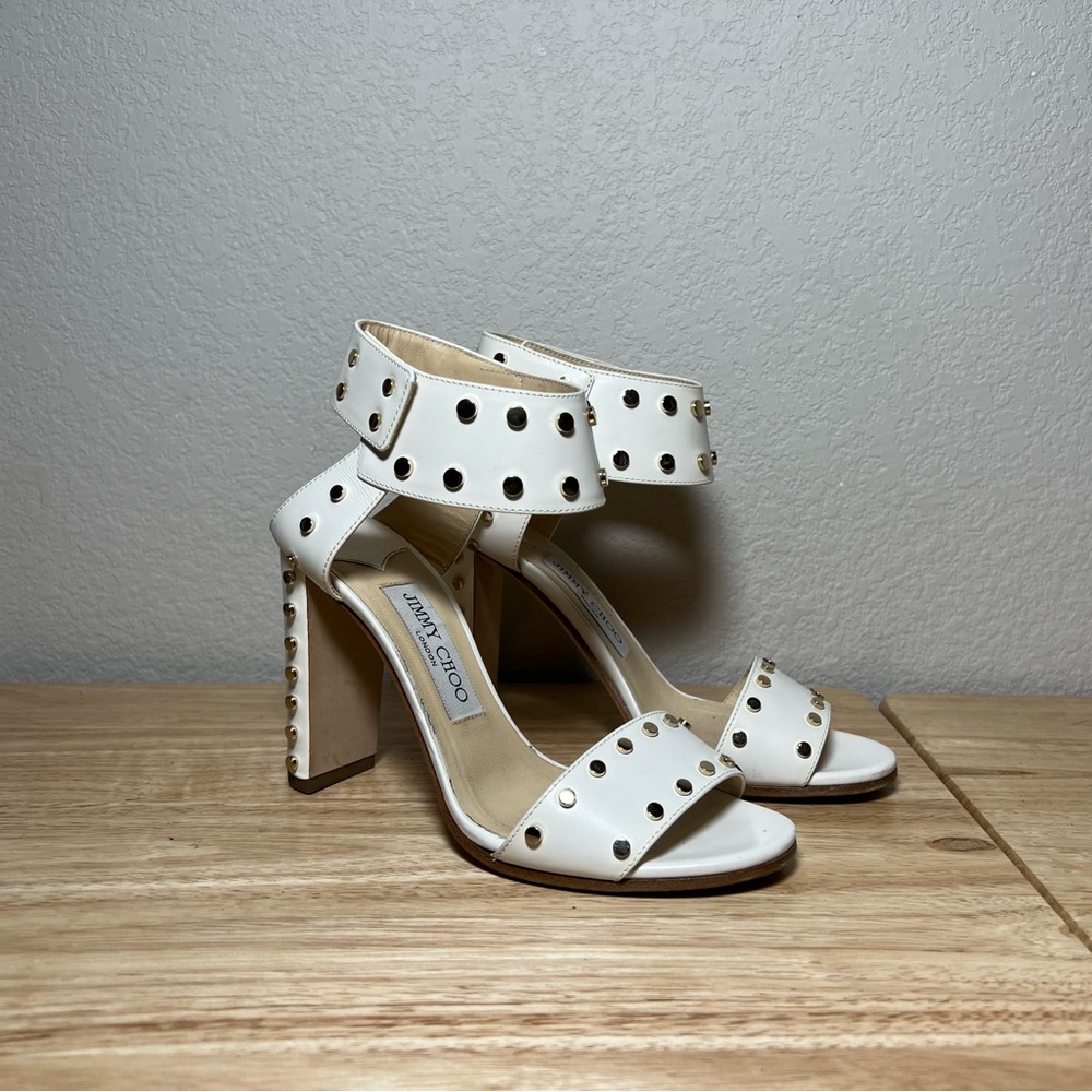 Jimmy Choo Veto white Studded heels